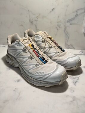 Salomon XT-6 Trail Running Shoes in White Lunar Rock